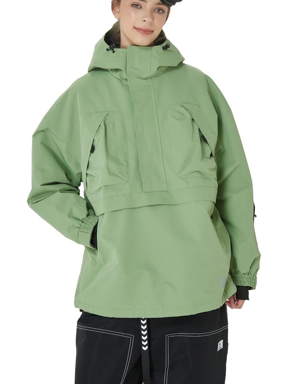 NWT SNOWVERB Baggy Anorak Snowboard Jacket Waterproof Half Zip Ski Coat Hooded